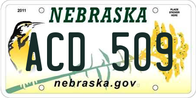 NE license plate ACD509