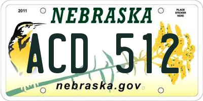 NE license plate ACD512