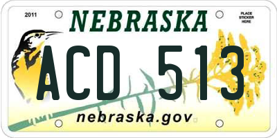 NE license plate ACD513