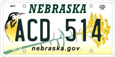 NE license plate ACD514