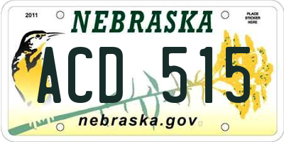 NE license plate ACD515