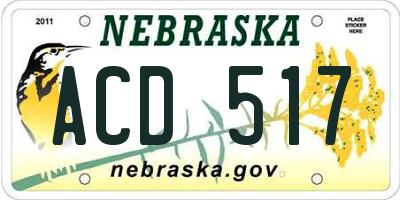 NE license plate ACD517