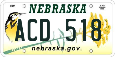 NE license plate ACD518