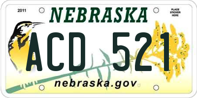 NE license plate ACD521