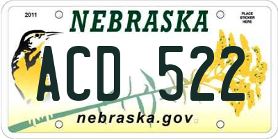 NE license plate ACD522