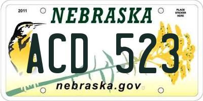 NE license plate ACD523