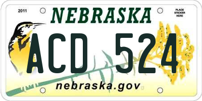 NE license plate ACD524