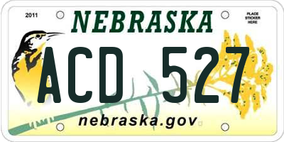 NE license plate ACD527