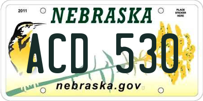 NE license plate ACD530