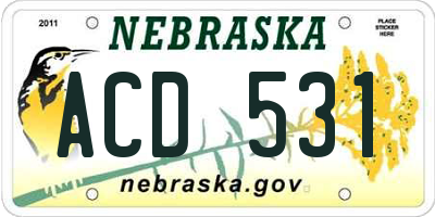 NE license plate ACD531