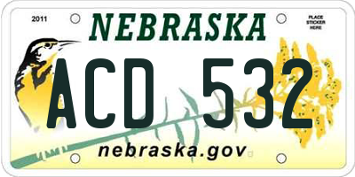 NE license plate ACD532