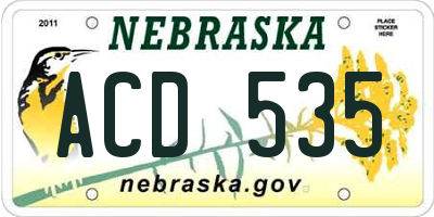 NE license plate ACD535