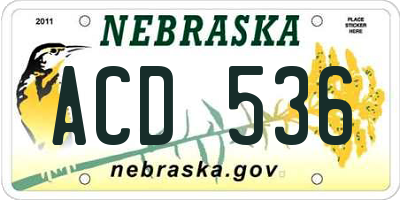 NE license plate ACD536