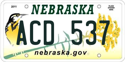 NE license plate ACD537