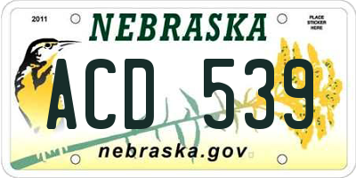 NE license plate ACD539