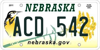 NE license plate ACD542