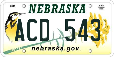 NE license plate ACD543