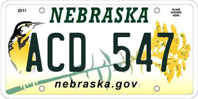 NE license plate ACD547