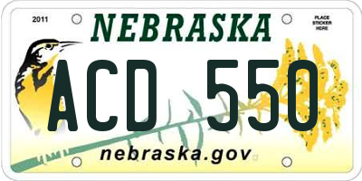 NE license plate ACD550