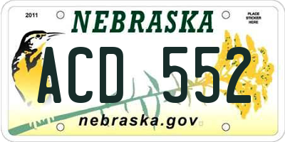 NE license plate ACD552