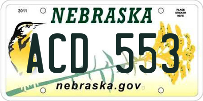 NE license plate ACD553