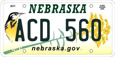 NE license plate ACD560