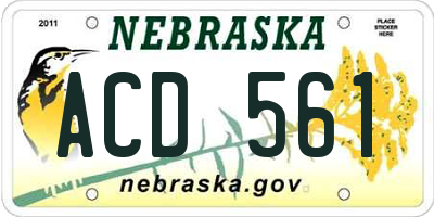 NE license plate ACD561