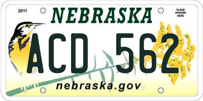 NE license plate ACD562