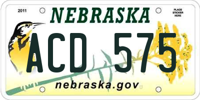 NE license plate ACD575