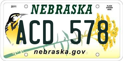 NE license plate ACD578