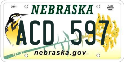 NE license plate ACD597