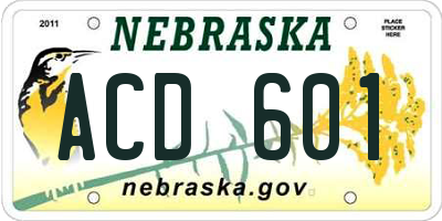 NE license plate ACD601