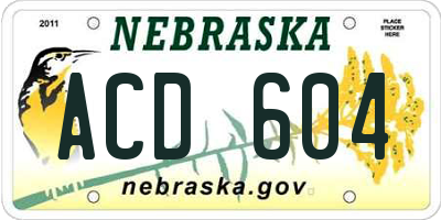 NE license plate ACD604