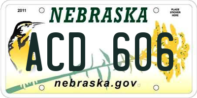 NE license plate ACD606