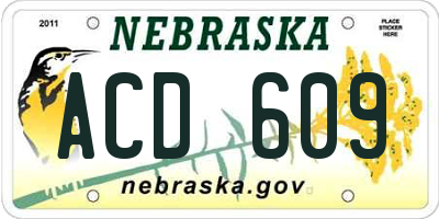 NE license plate ACD609