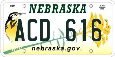 NE license plate ACD616