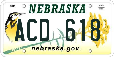 NE license plate ACD618