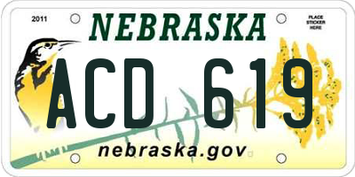 NE license plate ACD619