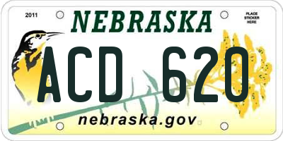 NE license plate ACD620