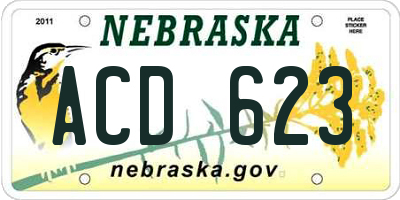 NE license plate ACD623