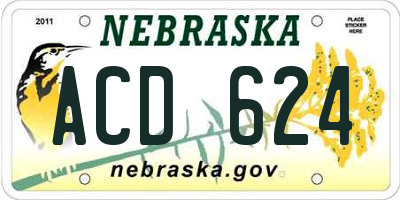 NE license plate ACD624