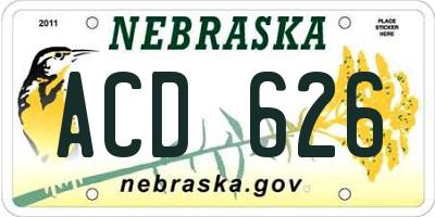 NE license plate ACD626