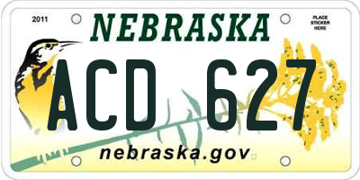 NE license plate ACD627