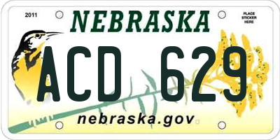 NE license plate ACD629