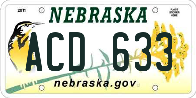 NE license plate ACD633