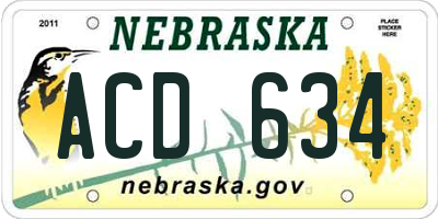 NE license plate ACD634