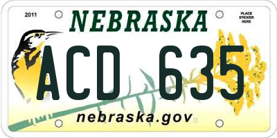 NE license plate ACD635