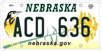 NE license plate ACD636