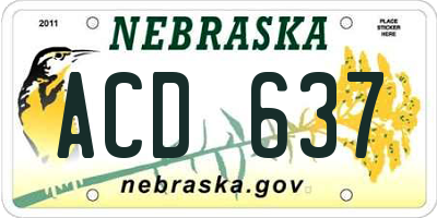 NE license plate ACD637