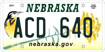 NE license plate ACD640